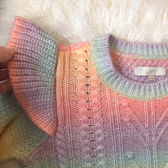LOFT Rainbow Soft Sweater Ruffle - Picture 4 of 7